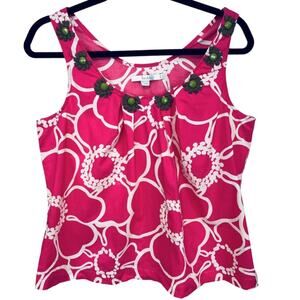 Boden Floral Embellished Cami Tank top shirt Cotton
